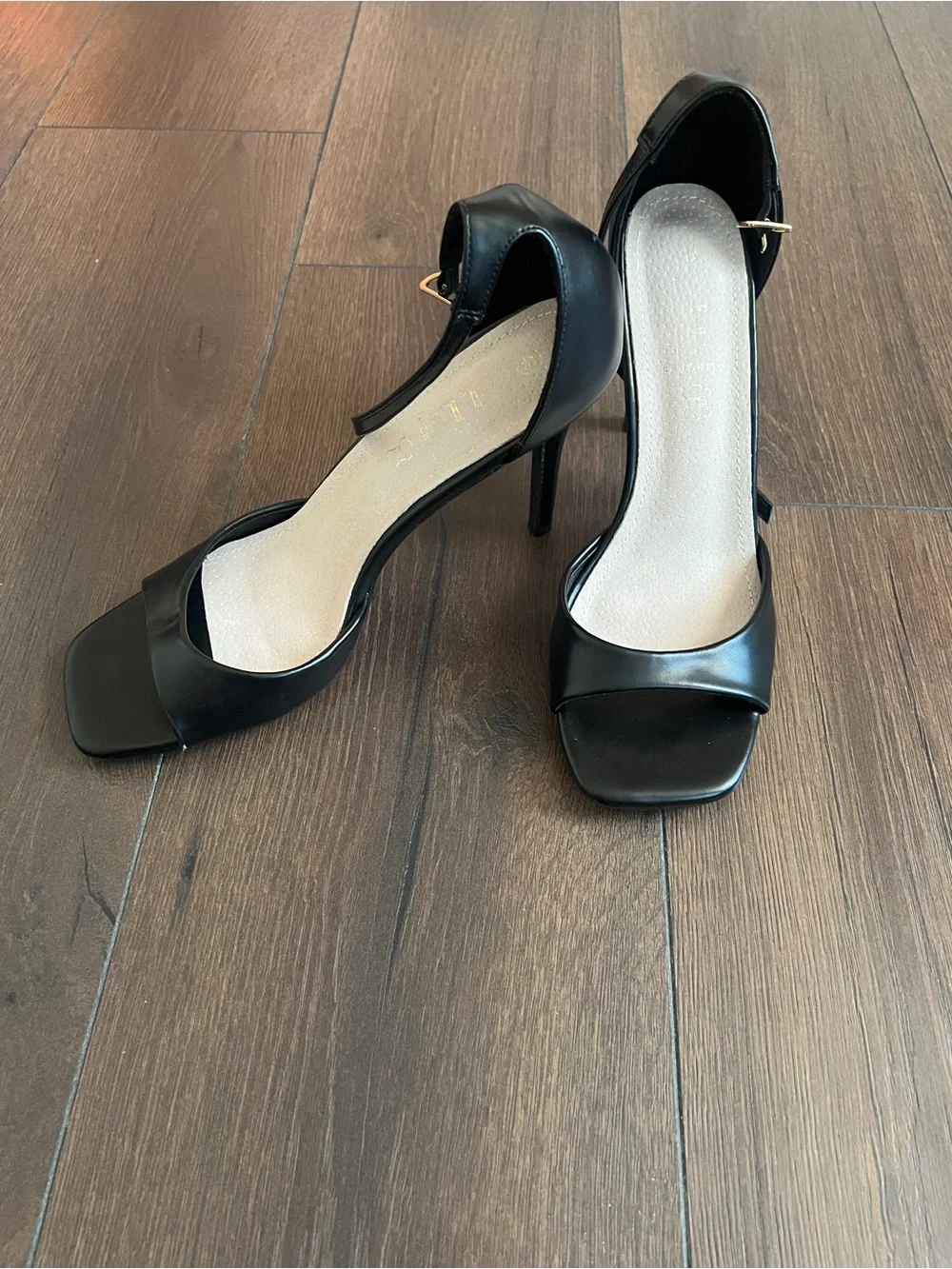 Classic Black Open-Toe Ankle Strap Heels